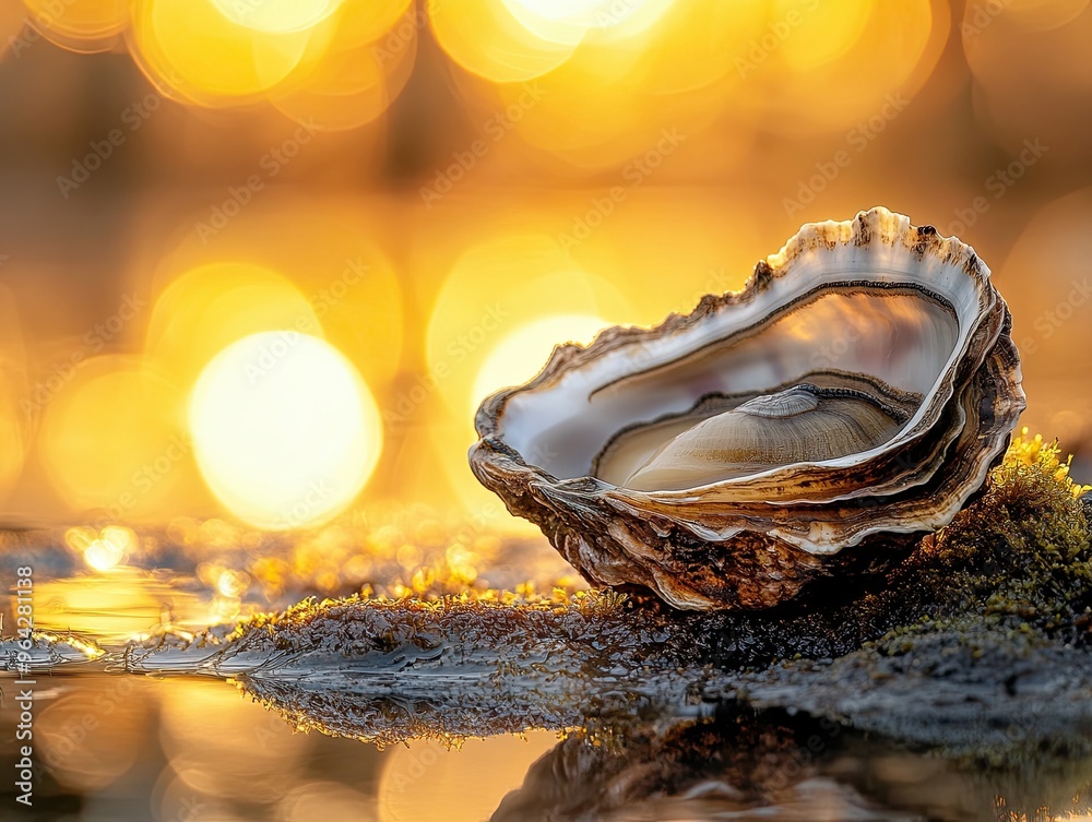 oyster isolated on spring background oyster isolated on spring background