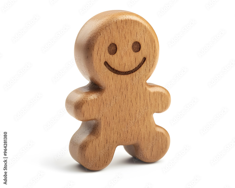 Wooden toy figurine little man isolated on white background Wooden toy figurine little man isolated on white background