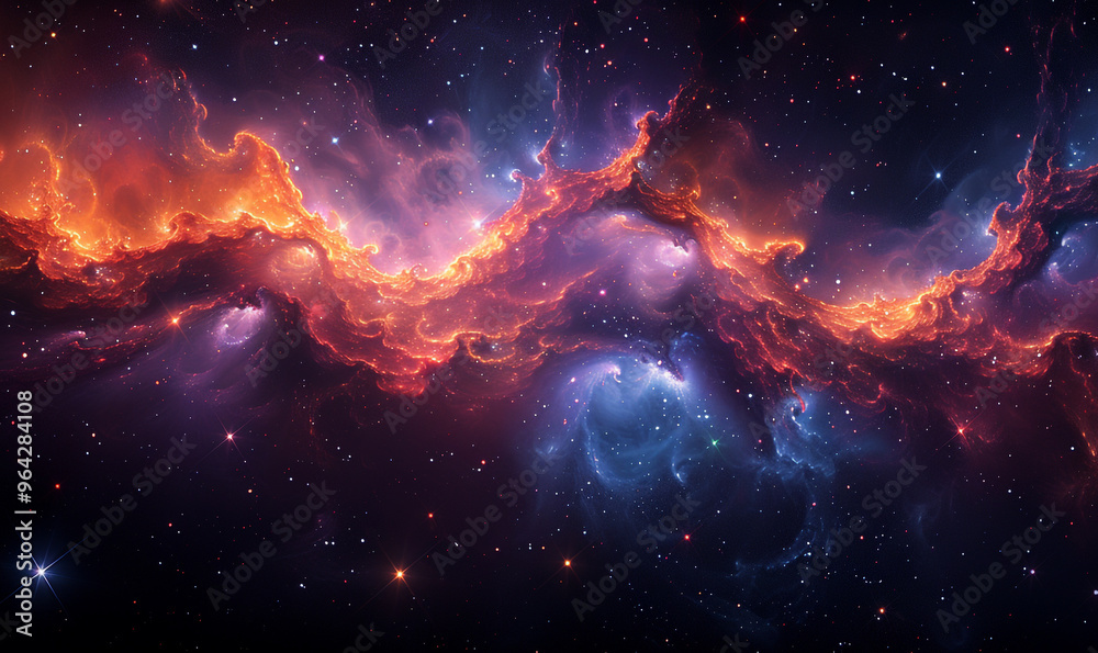 Obraz premium Colorful fantasy Galaxy view background, A view from space to a spiral galaxy and stars, The universe is filled with Stars, Nebulae and Galaxies, Generative Ai. 