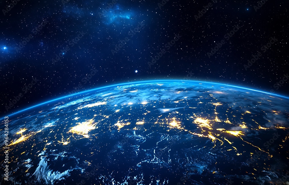 Fototapeta premium Earth from Space: A Glimpse of Our Planet's Beauty at Night