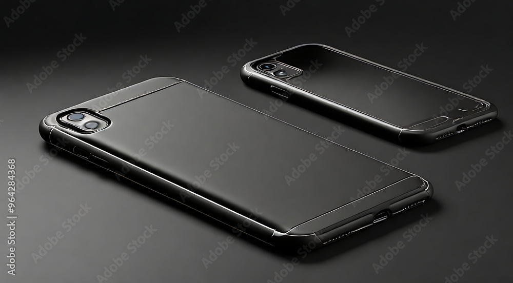 A sleek smartphone case mockup on a plain black backdrop, emphasizing the durable material and precise cutouts. The mockup highlights the case’s protective yet stylish design A sleek smartphone case mockup on a plain black backdrop, emphasizing the durable material and precise cutouts. The mockup highlights the case’s protective yet stylish design