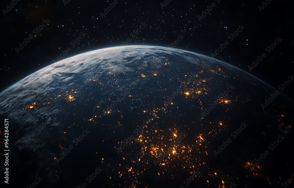 A Stunning View of Earth Illuminated by City Lights from Space