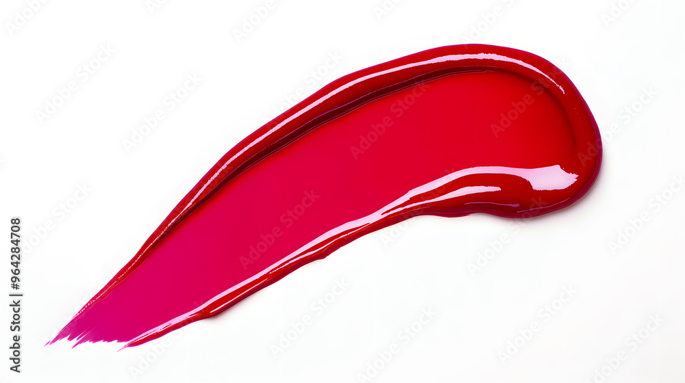 Red liquid lipstick smear isolated on white background