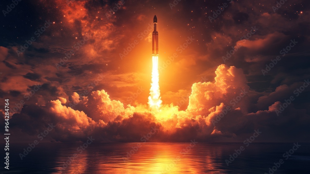 Rocket Launch into the Night Sky Rocket Launch into the Night Sky