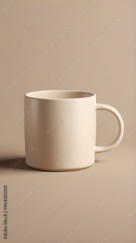 A simple coffee mug mockup on a plain beige backdrop, with subtle shadows to enhance the clean lines and classic design. The focus is on the mug's smooth ceramic surface, perfect for branding A simple coffee mug mockup on a plain beige backdrop, with subtle shadows to enhance the clean lines and classic design. The focus is on the mug's smooth ceramic surface, perfect for branding