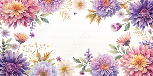 Asters flower frame template