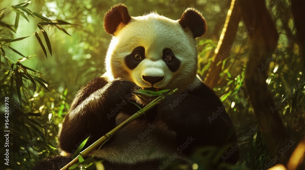 Fototapeta premium Panda in Bamboo Forest