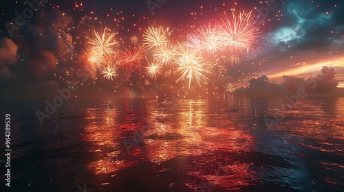 Fireworks Over the Sea 8K Realistic Lighting Highly Detailed

 photo