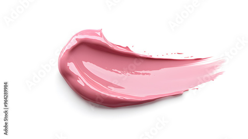 Pink liquid lipstick smear swatch isolated on white background
