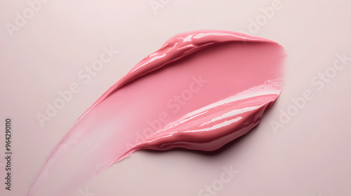 Pink liquid lipstick smear swatch isolated on white background