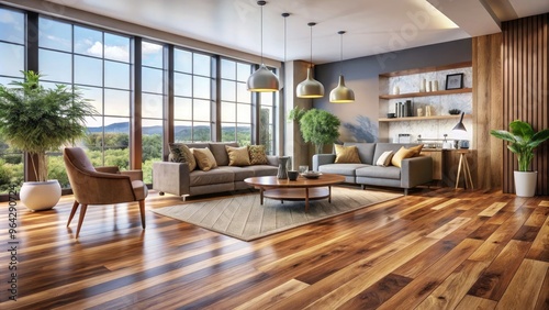 Stunning Laminate Flooring In A Modern Interior, Featuring Warm Wood Tones And Sleek Planks That Create A Sophisticated Ambiance.