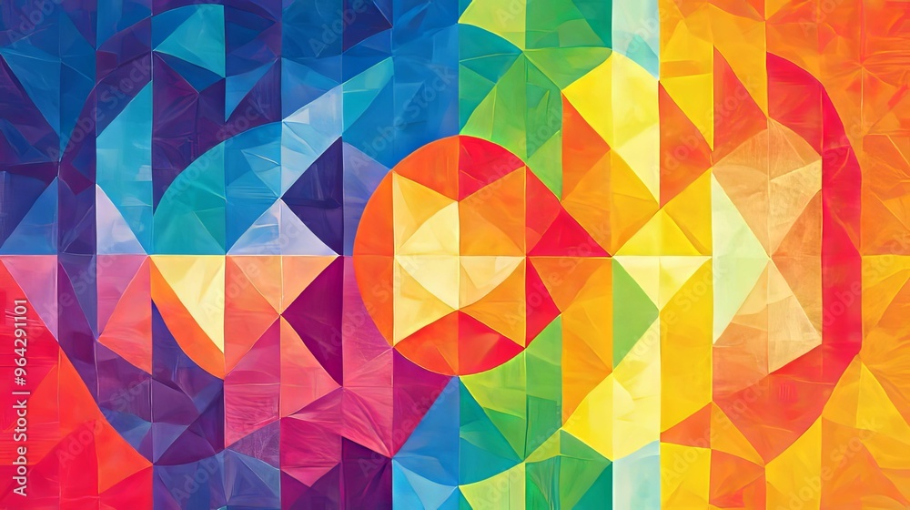 Obraz premium Abstract Geometric Pattern with Vibrant Colors and Triangles