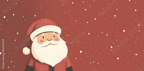 Santa Claus holiday greeting card. Winter Holiday Illustration in minimal flat style with copy space for text 