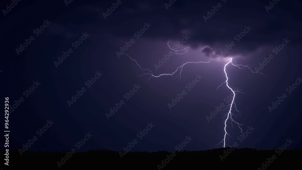 Dynamic Lightning Strike in Dark Night Sky Dynamic Lightning Strike in Dark Night Sky