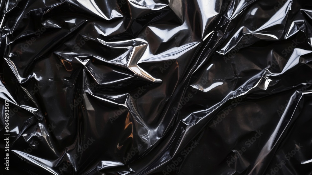 Abstract texture crumpled black plastic cellophane surface material Abstract texture crumpled black plastic cellophane surface material