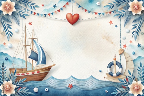 Sea wedding card template