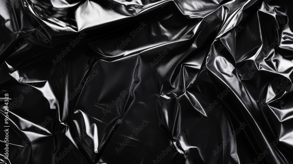 Abstract texture crumpled black plastic cellophane surface material Abstract texture crumpled black plastic cellophane surface material