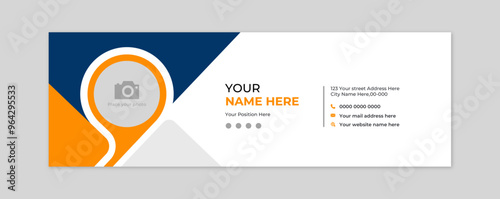 Yellow and blue color modern email signature or email footer and personal social media cover page template design