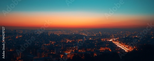 Stunning Cityscape at Twilight: A Colorful Urban Sunset