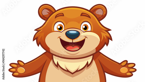 Vector drawing of a funny cartoon bear on a white background