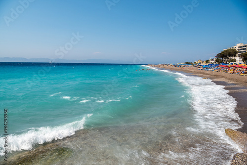 Elli Beach in Rhodes Town, Greece. photo