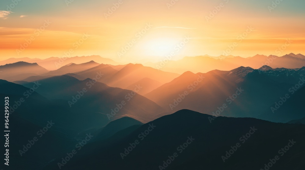 Obraz premium Golden Hour Over Majestic Mountains