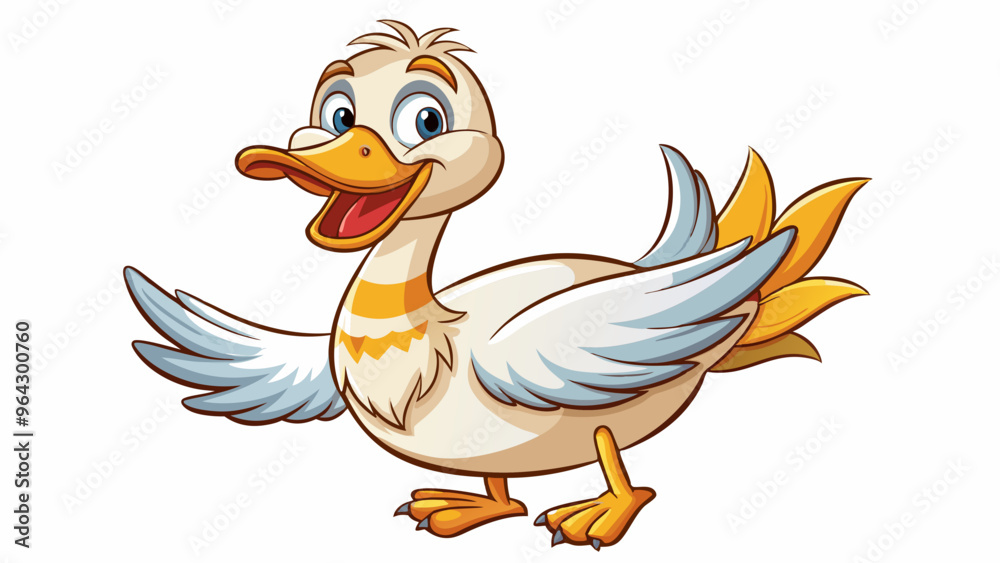 Drawing of a cheerful cartoon goose on a white background Drawing of a cheerful cartoon goose on a white background