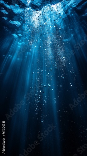 Abstract Underwater Scene with Deep Blue Tones and Subtle Light photo