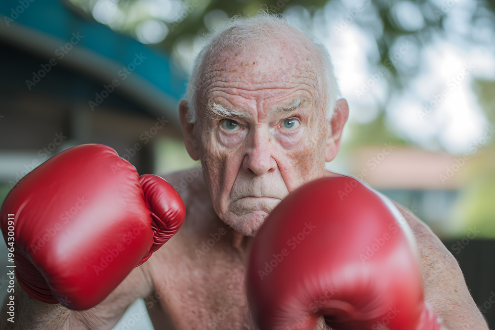 Elderly Man Displays Vigor and Determination as a Boxer | Senior Fitness and Active Lifestyle in the Ring Elderly Man Displays Vigor and Determination as a Boxer | Senior Fitness and Active Lifestyle in the Ring