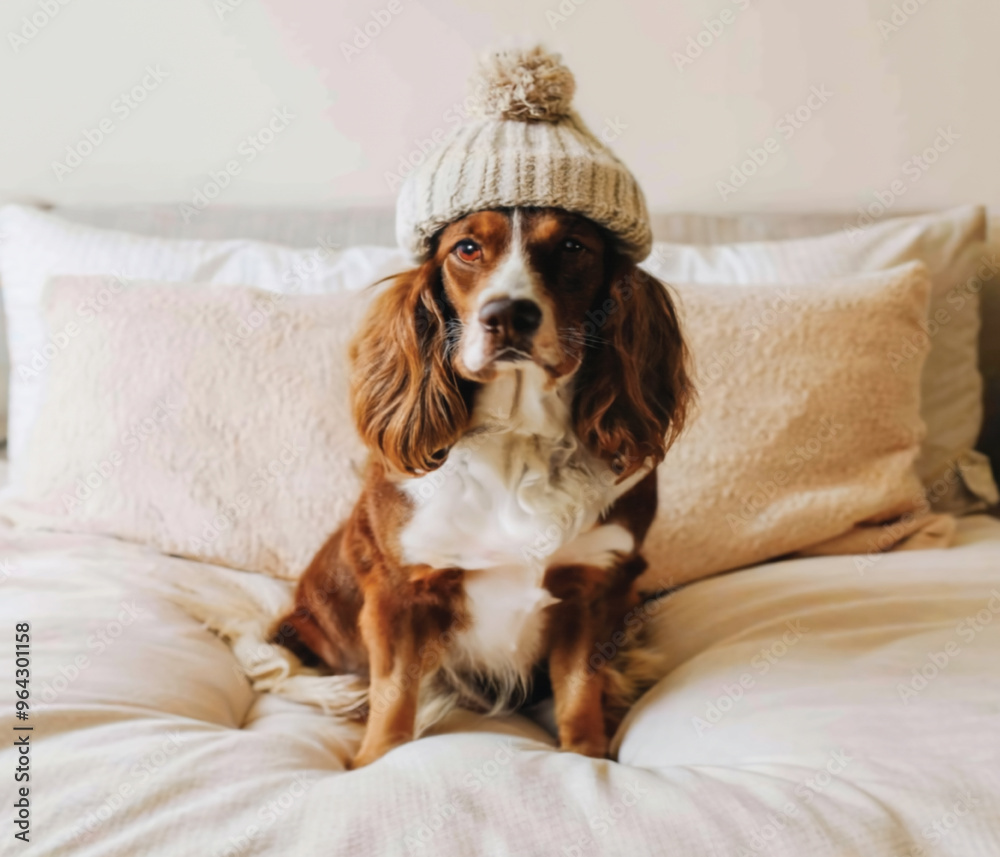 a dog wearing a hat that says the dog a dog wearing a hat that says the dog