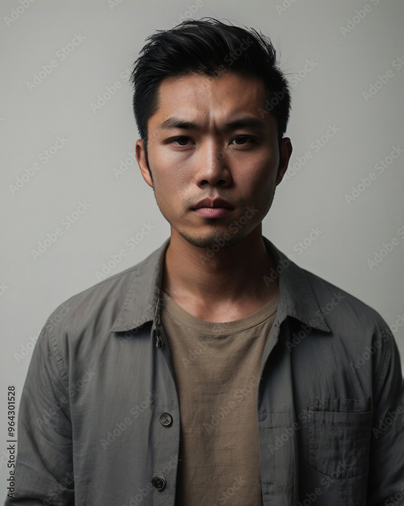 Obraz premium Asian Guy Portrait on White Background