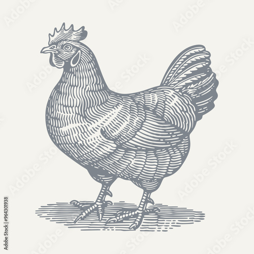 Chicken. Vintage woodcut engraving style vector illustration.