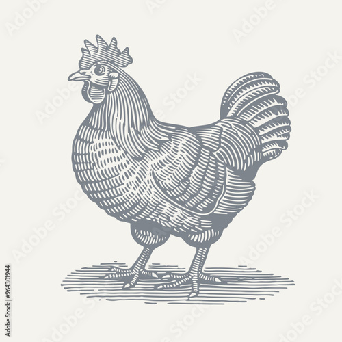 Chicken. Vintage woodcut engraving style vector illustration.