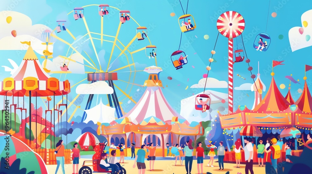 Obraz premium An illustration of an amusement park.