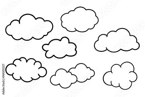 Set of Cloud line art illustration