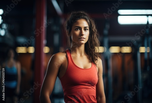 Young lady exercising in gym