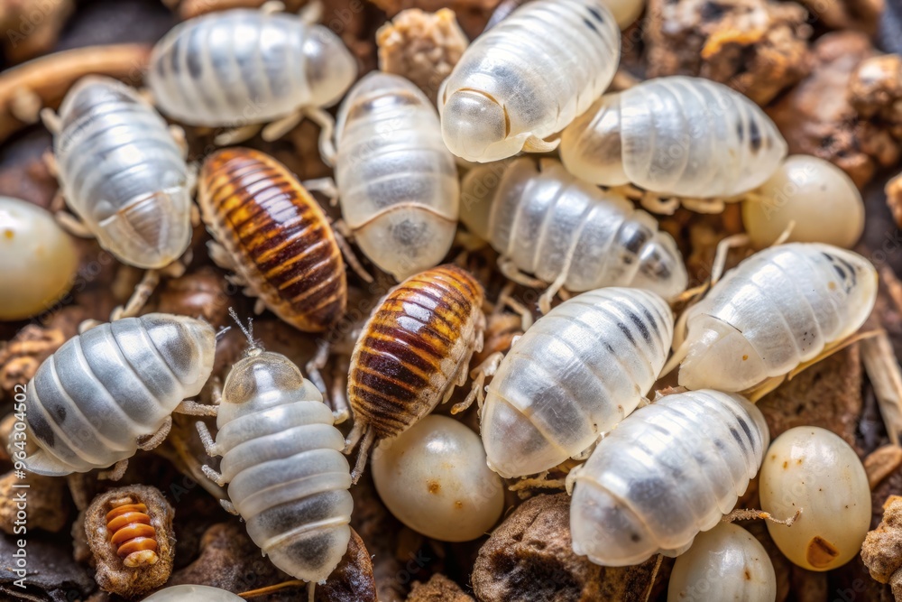 Small, translucent larvae of the German cockroach, Blattella germanica ...