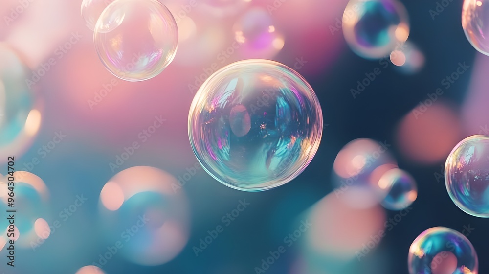 Abstract soap bubbles against blurred image Abstract soap bubbles against blurred image