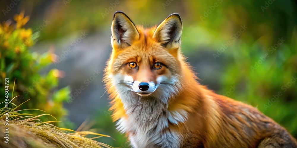 Vibrant red fox with fluffy fur, bushy tail, and piercing yellow eyes, set against a muted natural backdrop, exuding playful curiosity and wild charm. Vibrant red fox with fluffy fur, bushy tail, and piercing yellow eyes, set against a muted natural backdrop, exuding playful curiosity and wild charm.