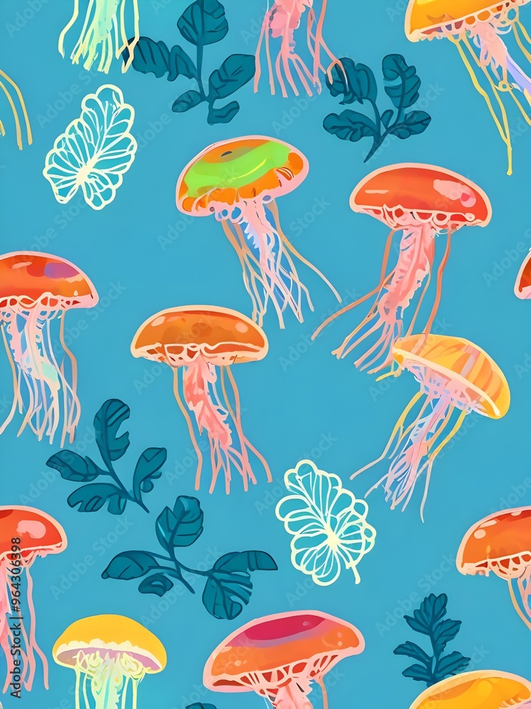 Vibrant Jellyfish Pattern Vibrant Jellyfish Pattern