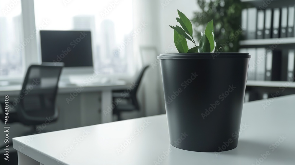 A Potted Plant on an Office Desk A Potted Plant on an Office Desk