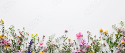 blank white background with a delicate border of pastel flowers