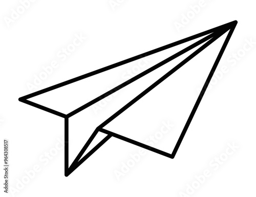 Outlined paper airplane icon. Vector illustration symbolizing travel, communication, or creativity. Editable stroke.