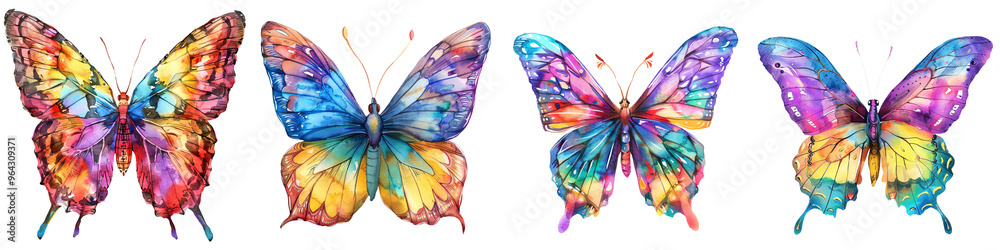 Vibrant and colorful butterfly illustrations showcasing a spectrum of hues and intricate wing patterns, perfect for creative projects. Vibrant and colorful butterfly illustrations showcasing a spectrum of hues and intricate wing patterns, perfect for creative projects.