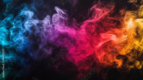 Colorful Smoke on Black Background Abstract