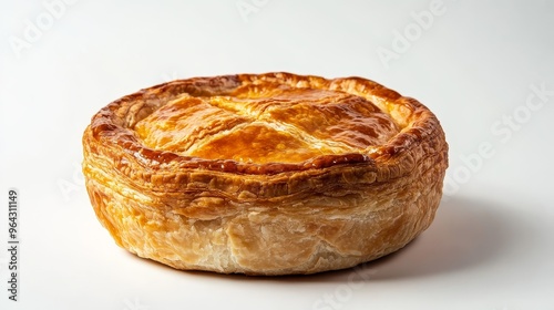 Pie, a delectable pastry, stands alone against a brilliant white backdrop.