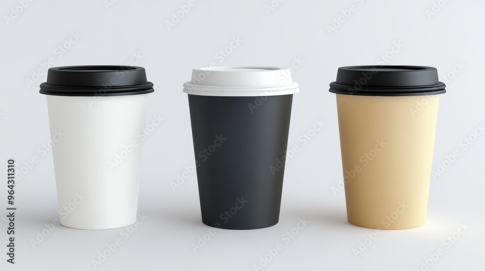 Realistic plastic or paper coffee mug mockup with lid, ideal for takeaway beverages. Keep drinks warm with this eco-friendly cup. Realistic plastic or paper coffee mug mockup with lid, ideal for takeaway beverages. Keep drinks warm with this eco-friendly cup.