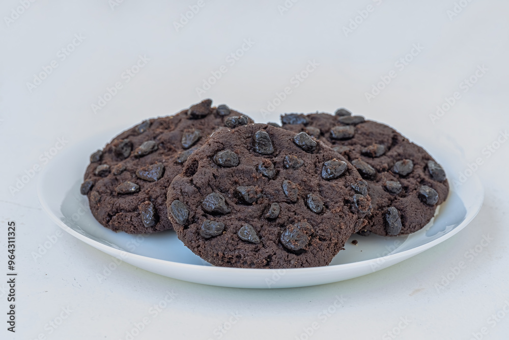 Chocolate chip brownie cookies in a plate