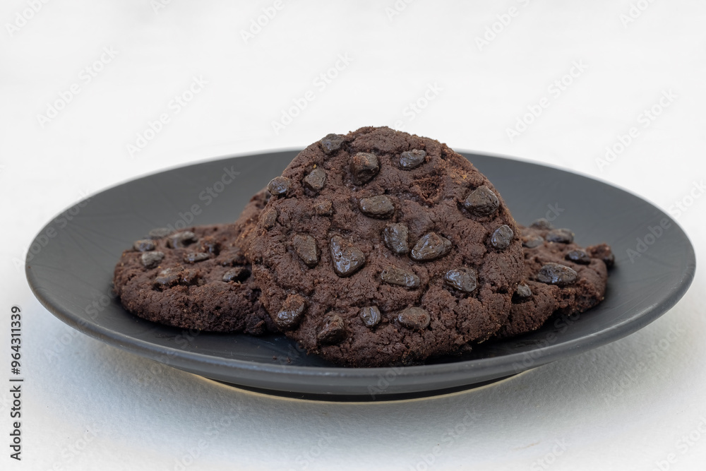 Chocolate chip brownie cookies in a plate