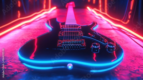 Electric Guitar in Neon Lights photo